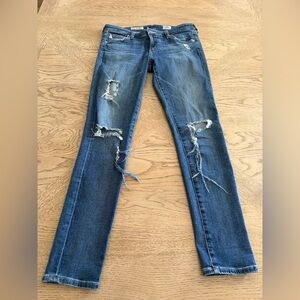 AG Adriano Goldschmied Ripped Blue Skinny Jeans